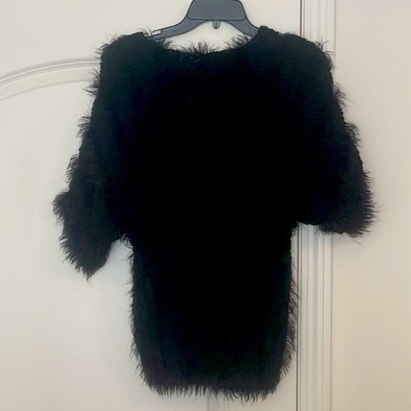 Lauren Michelle Plush Short Sleeve Black Sweater Size M - Picture 2 of 5